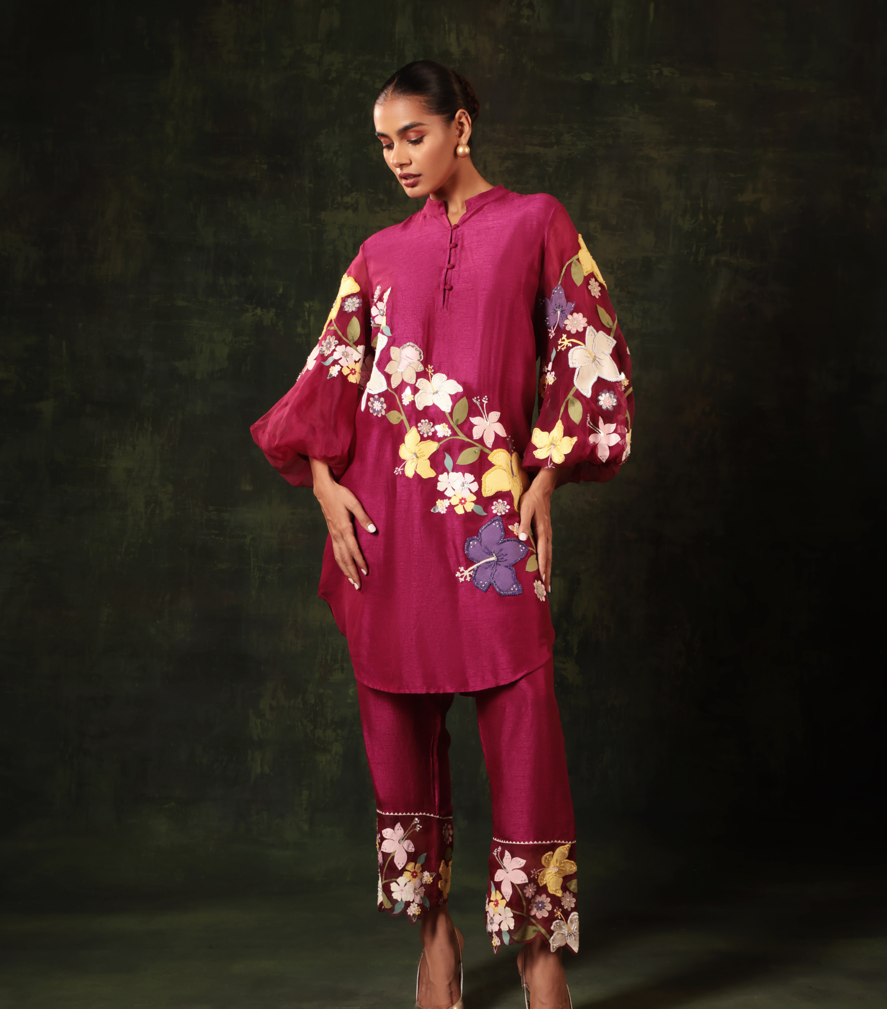 RANI VALLEY OF BOTANICAL FLOWERS TUNIC SET