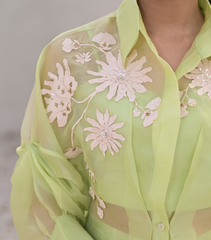 FLORET BLOOM SHIRT WITH BANDHANI PLEATED SKIRT SET