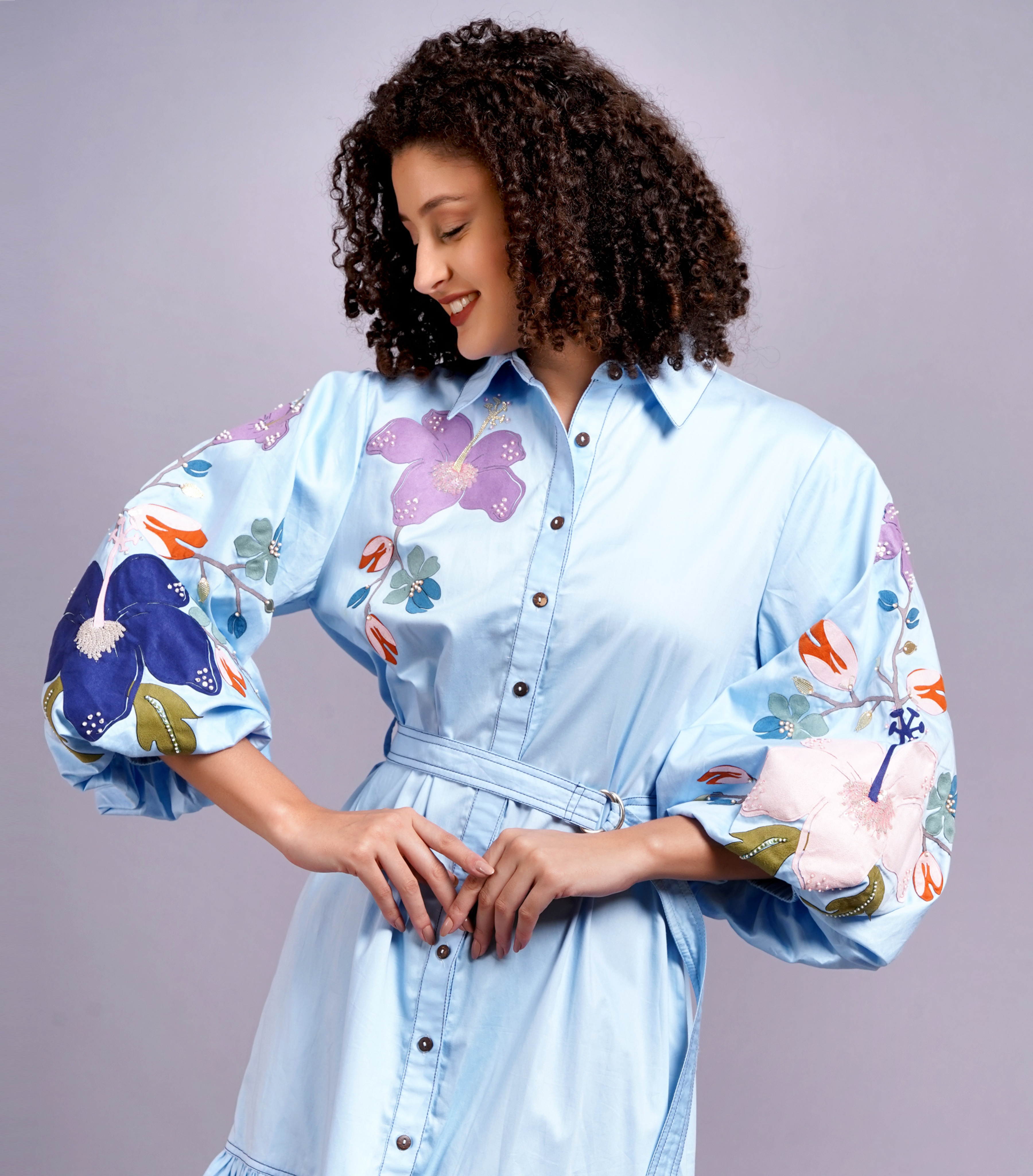 BOTANICAL DOUBLE TONE DRESS