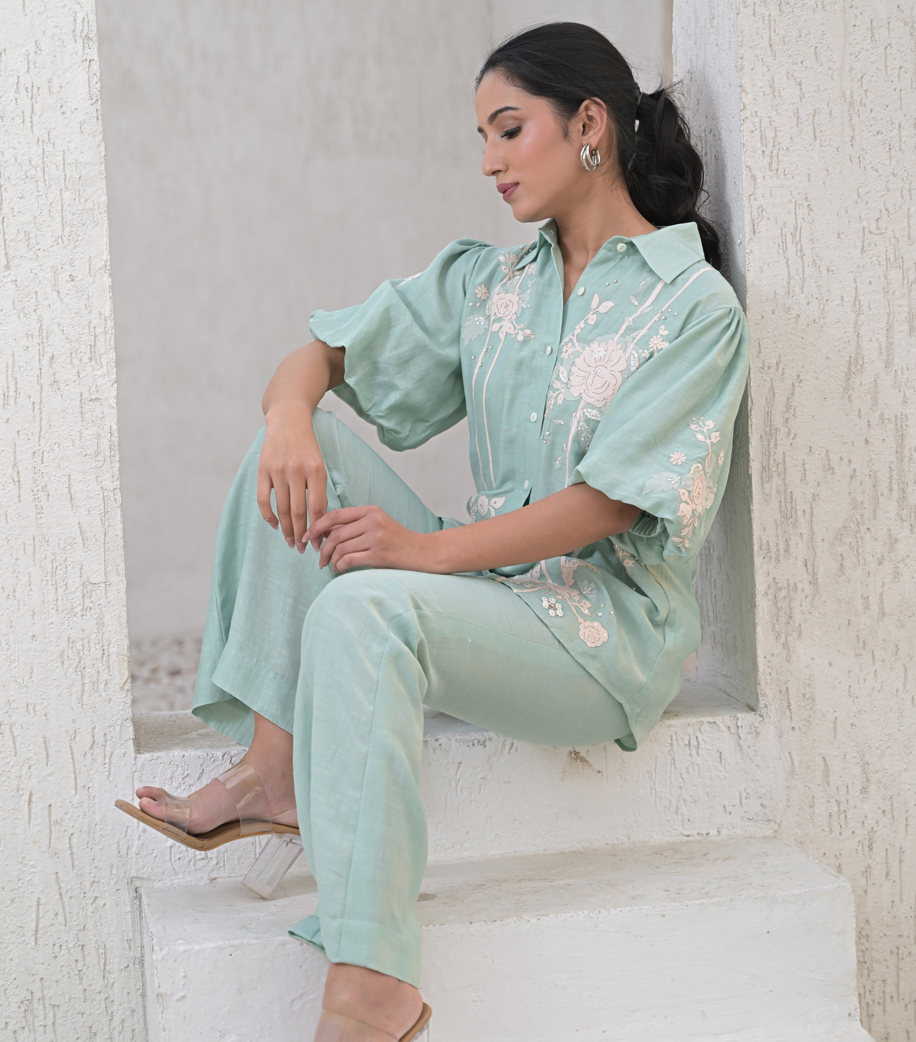 SEA BLUE INFLORESCENCE CO-ORD SET