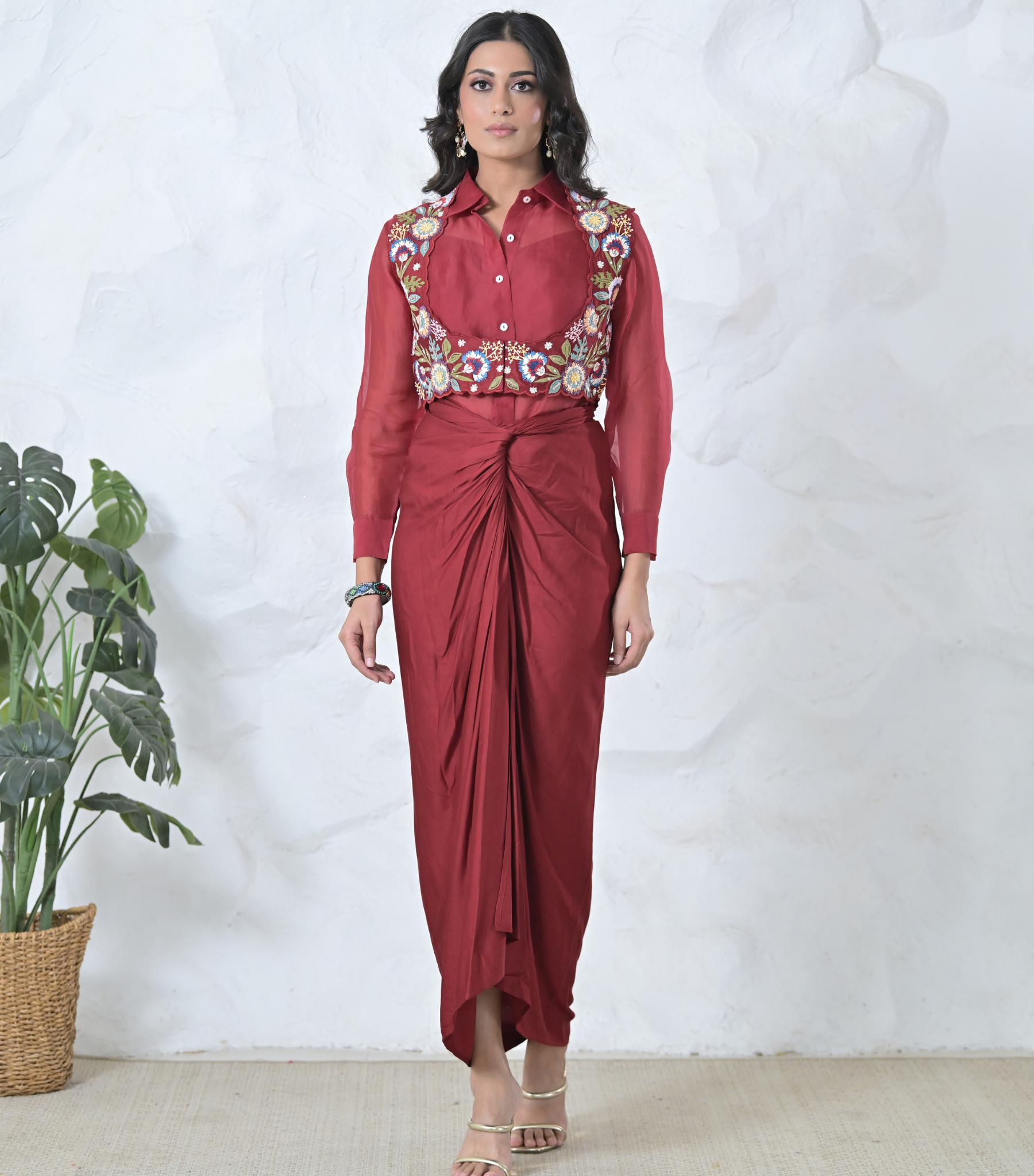 PHOOLWARI COTI WITH ORGANZA TUNIC AND KNOT SKIRT SET