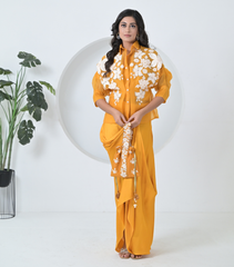 IVORY GARDEN ORGANZA SHIRT WITH TUCK SKIRT SET