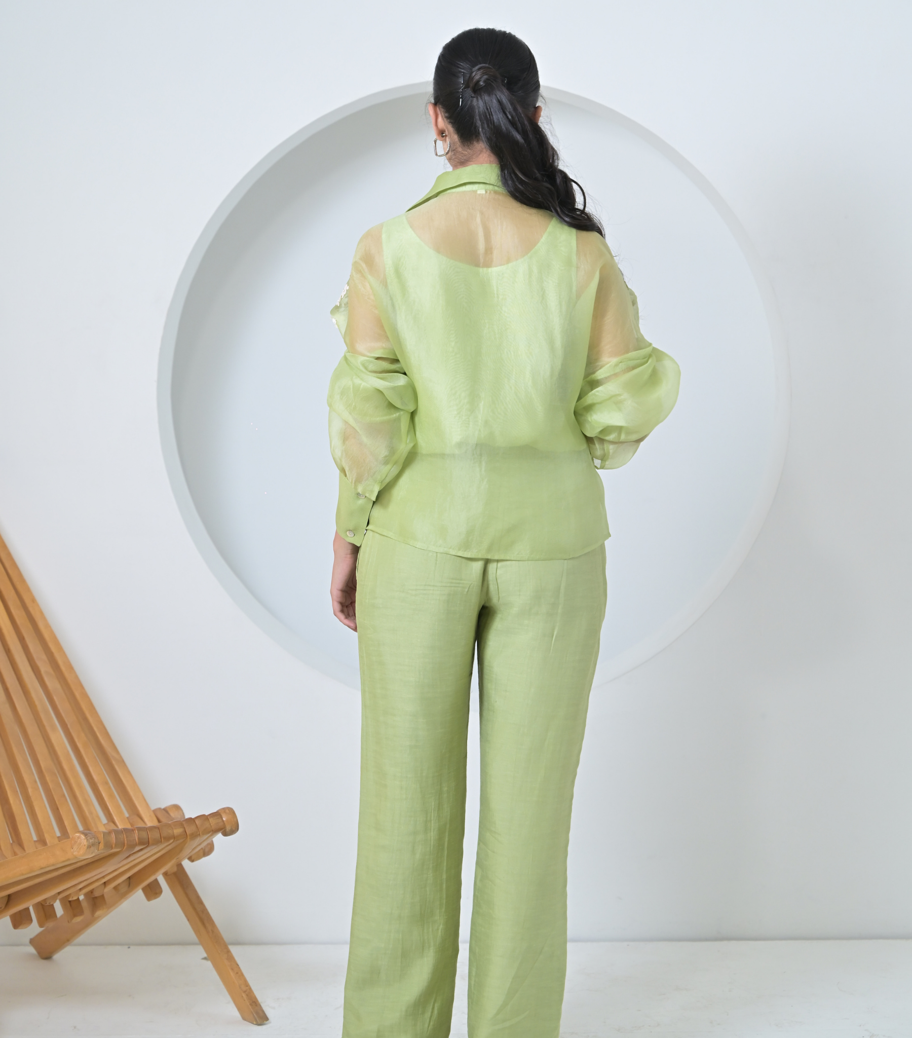 LIME FLORIUM SHIRT WITH PANT SET