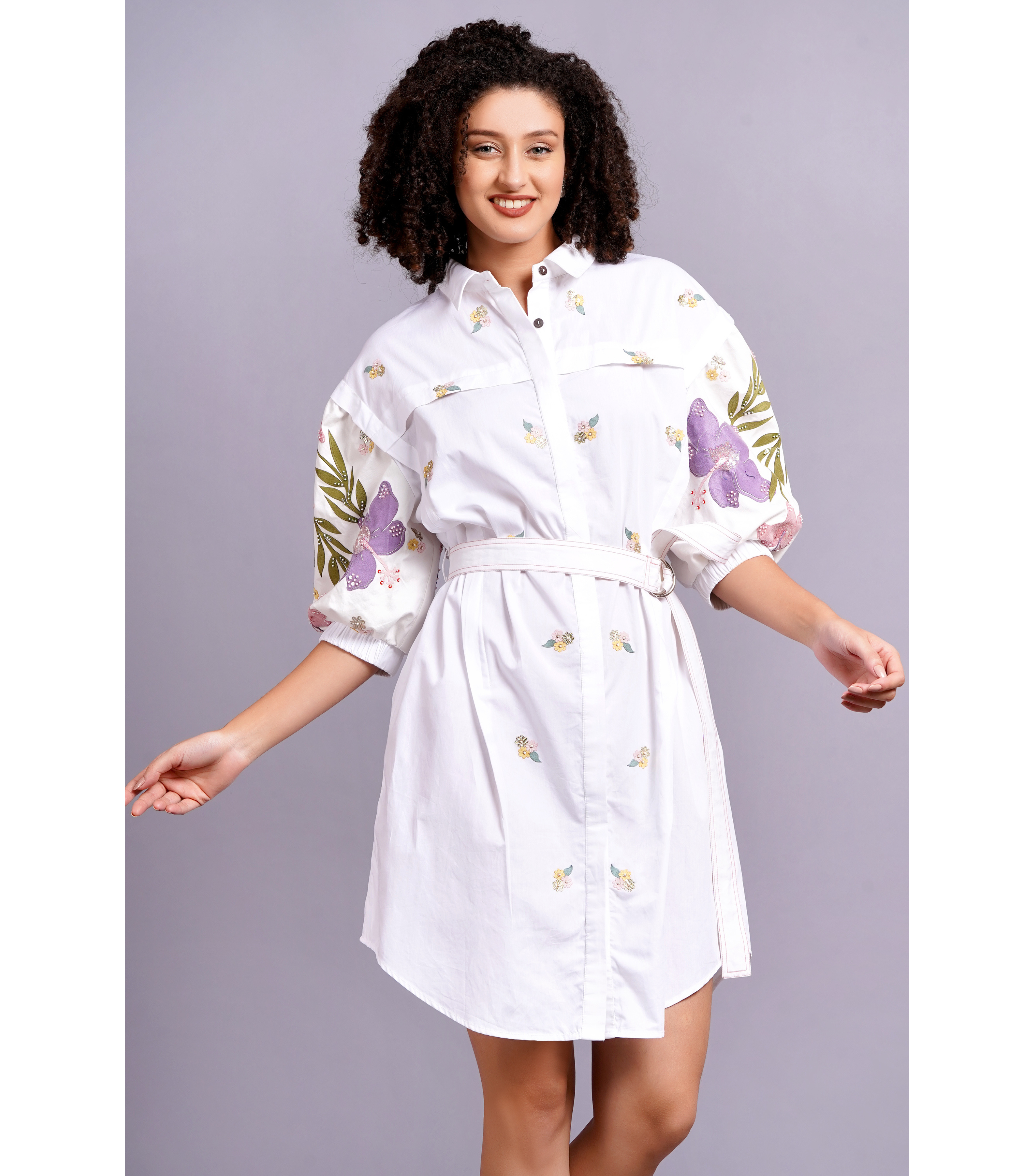 DROP SHOULDER BOTANICAL DRESS