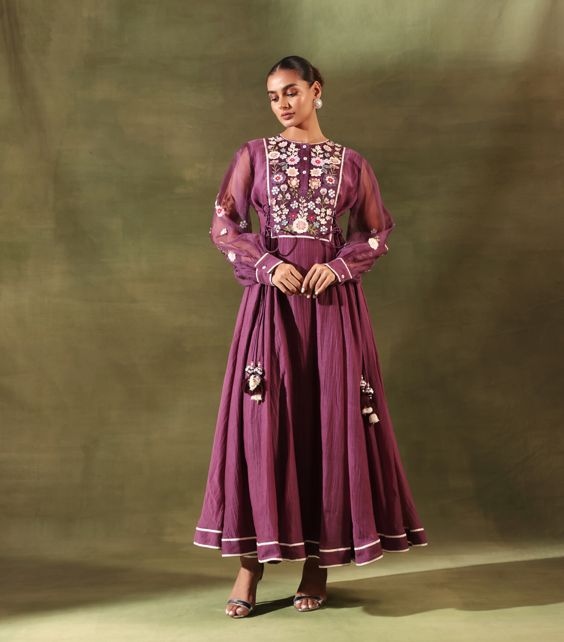 PHOOL PATTI ANARKALI GAZE LONG DRESS