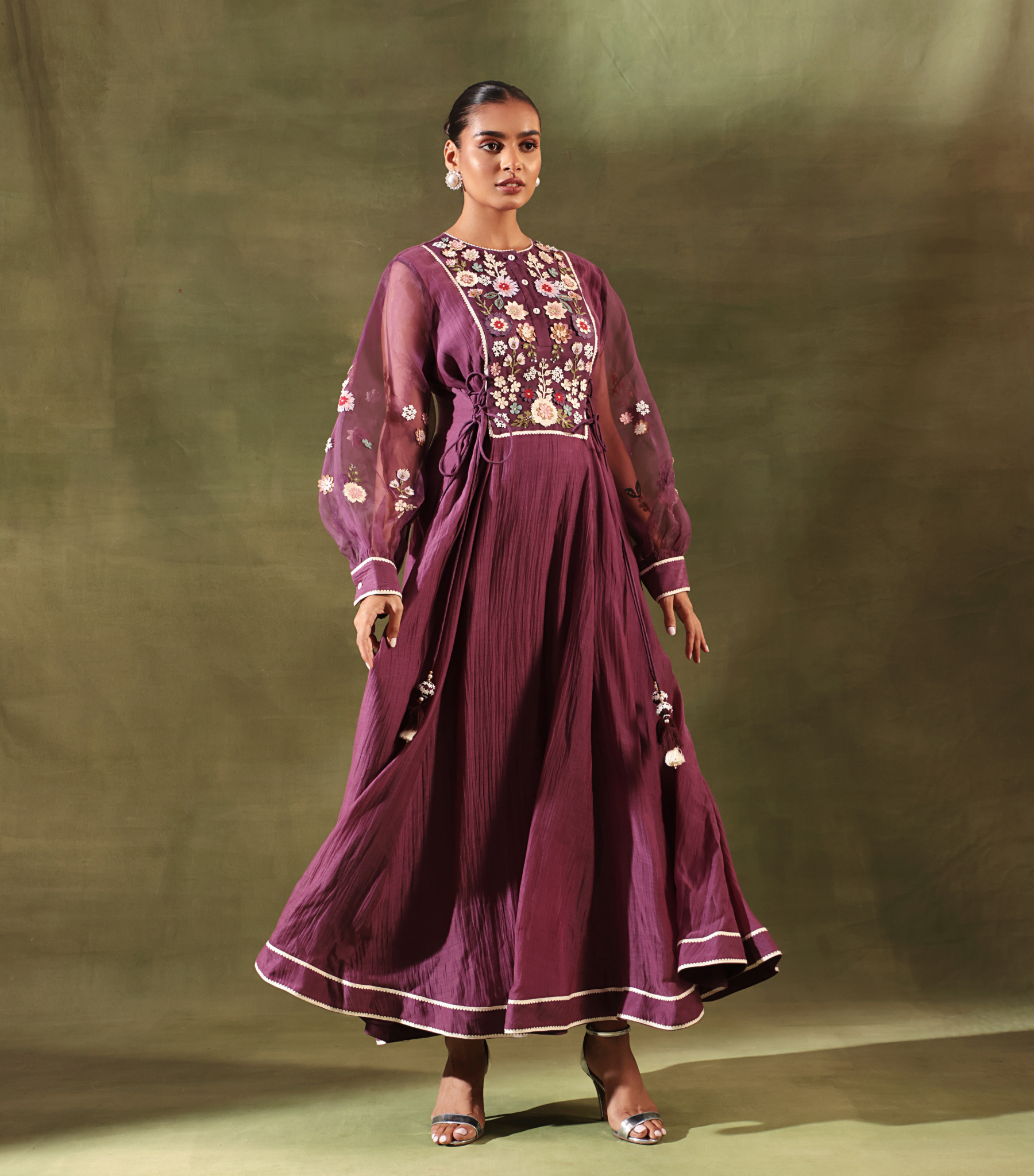 PHOOL PATTI ANARKALI GAZE LONG DRESS