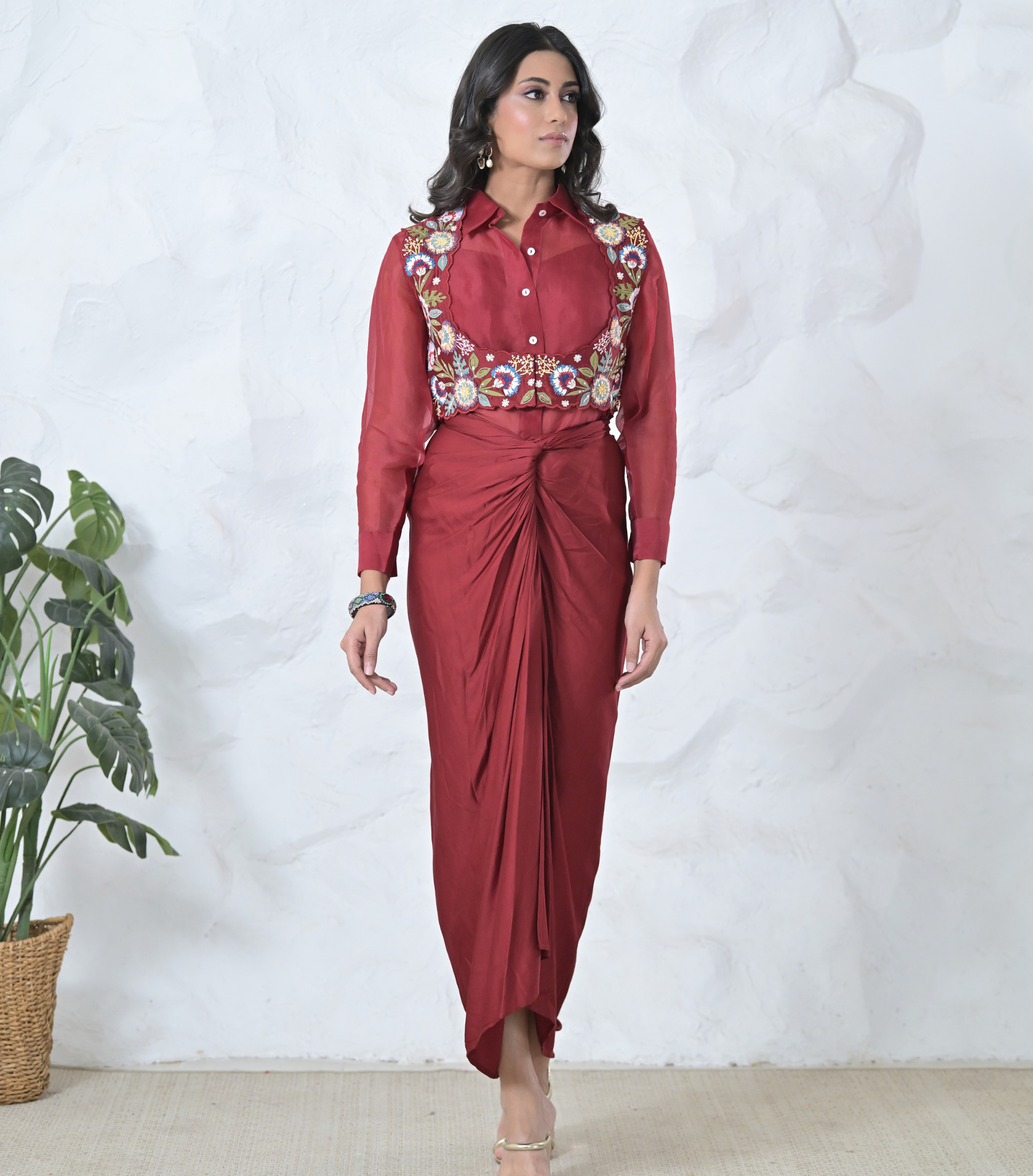 PHOOLWARI COTI WITH ORGANZA TUNIC AND KNOT SKIRT SET