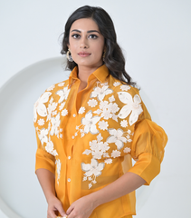 IVORY GARDEN ORGANZA SHIRT WITH TUCK SKIRT SET