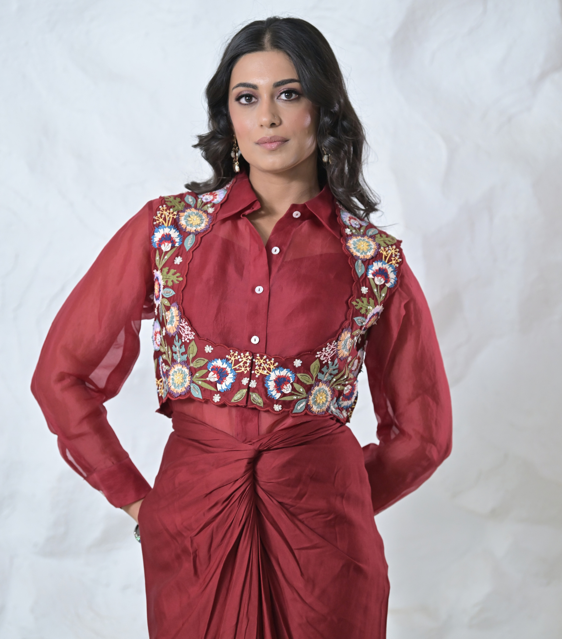 PHOOLWARI COTI WITH ORGANZA TUNIC AND KNOT SKIRT SET