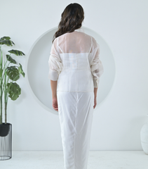 IVORY FLORIUM SHIRT WITH PLEATED SKIRT SET
