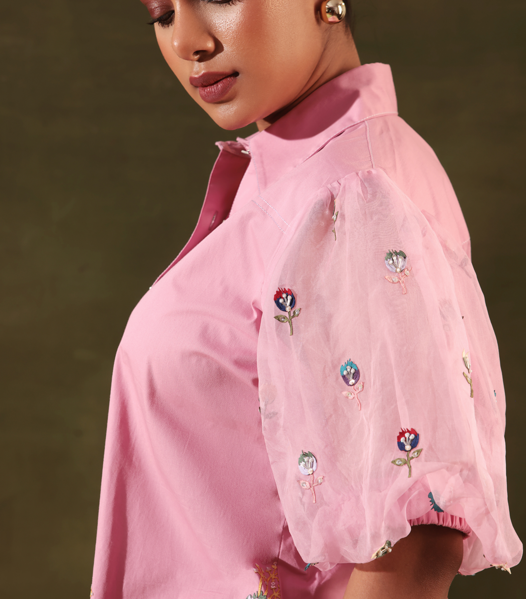 PHOOLWARI BLUSH MEADOW BALLOON SLEEVE CO-ORD SET