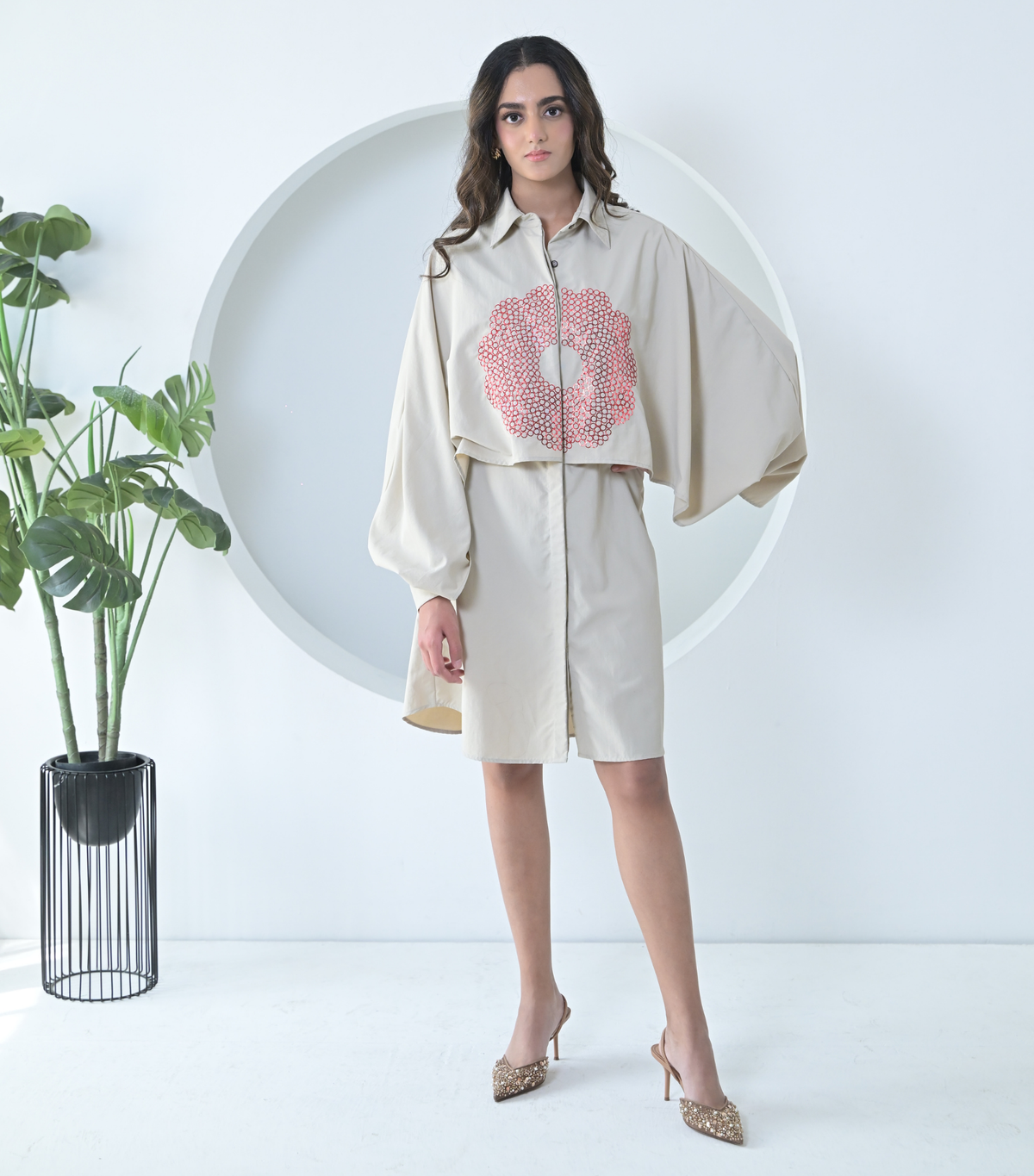 BEIGE NOCTURNE ECLIPSE DRESS