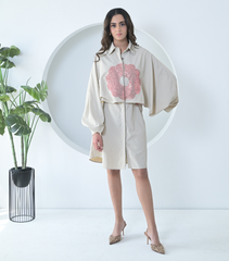 BEIGE NOCTURNE ECLIPSE DRESS