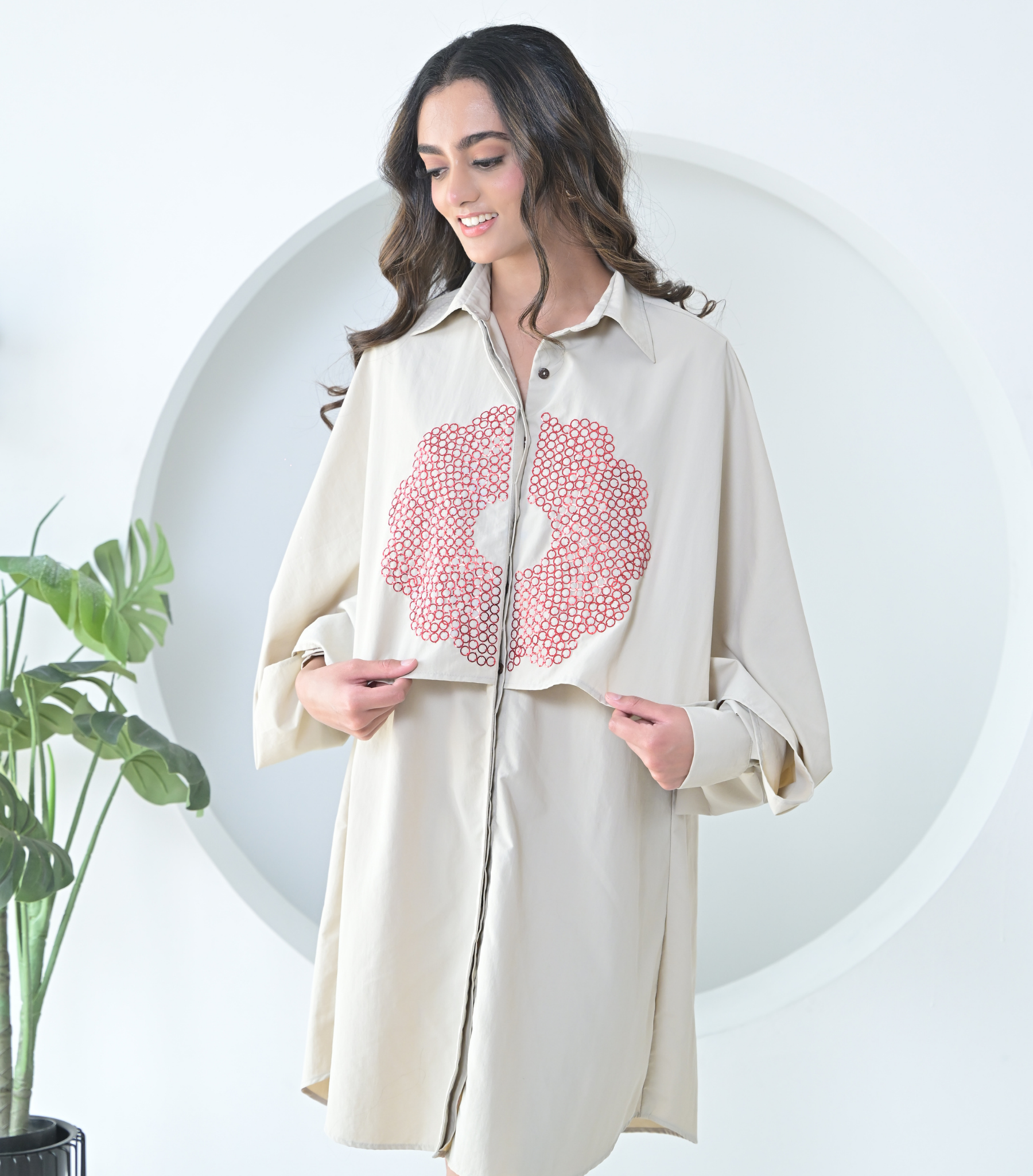 BEIGE NOCTURNE ECLIPSE DRESS