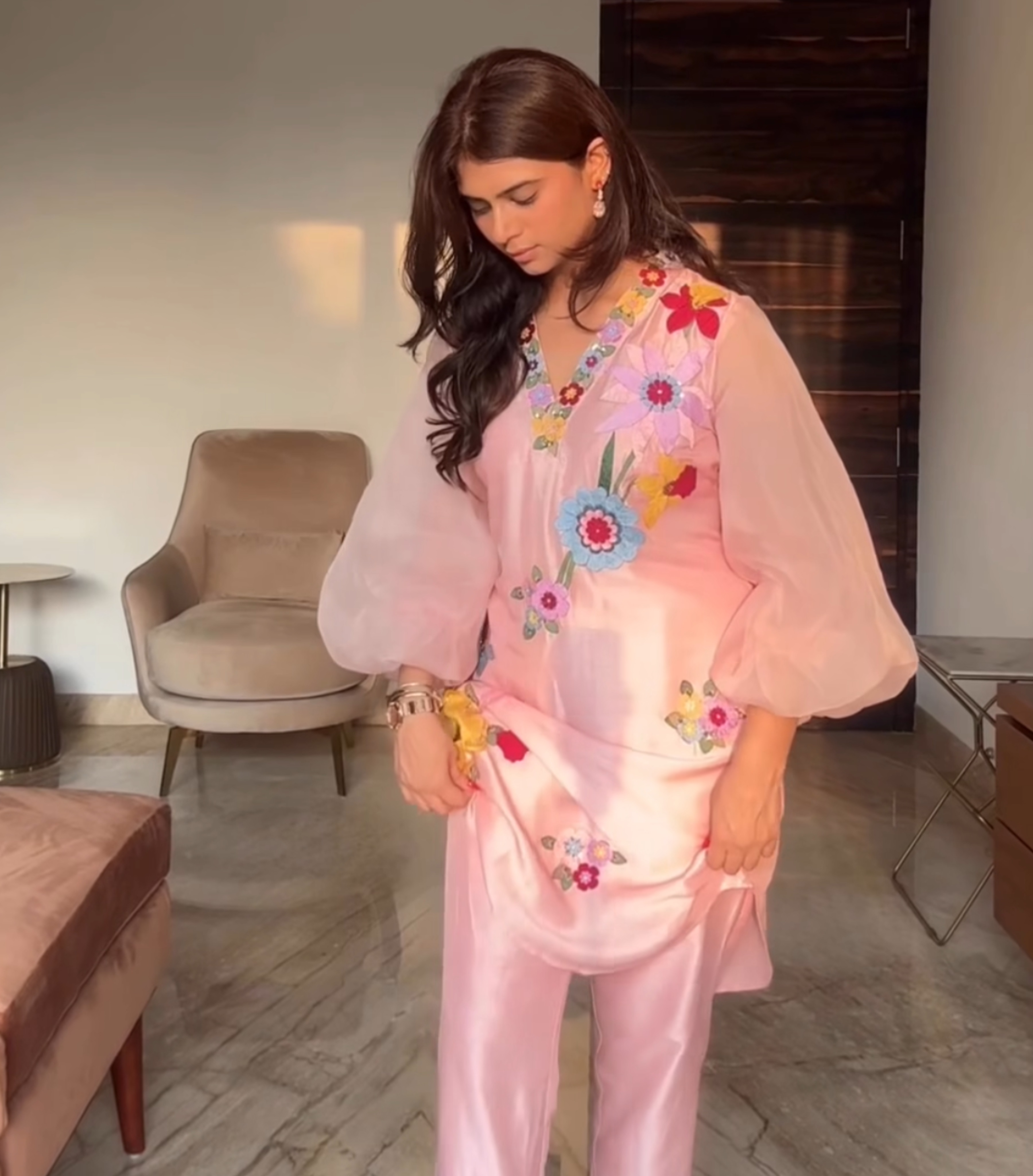 MAHIMA GAVA - BADABAGH POWDER PINK BIZARRE TUNIC SET