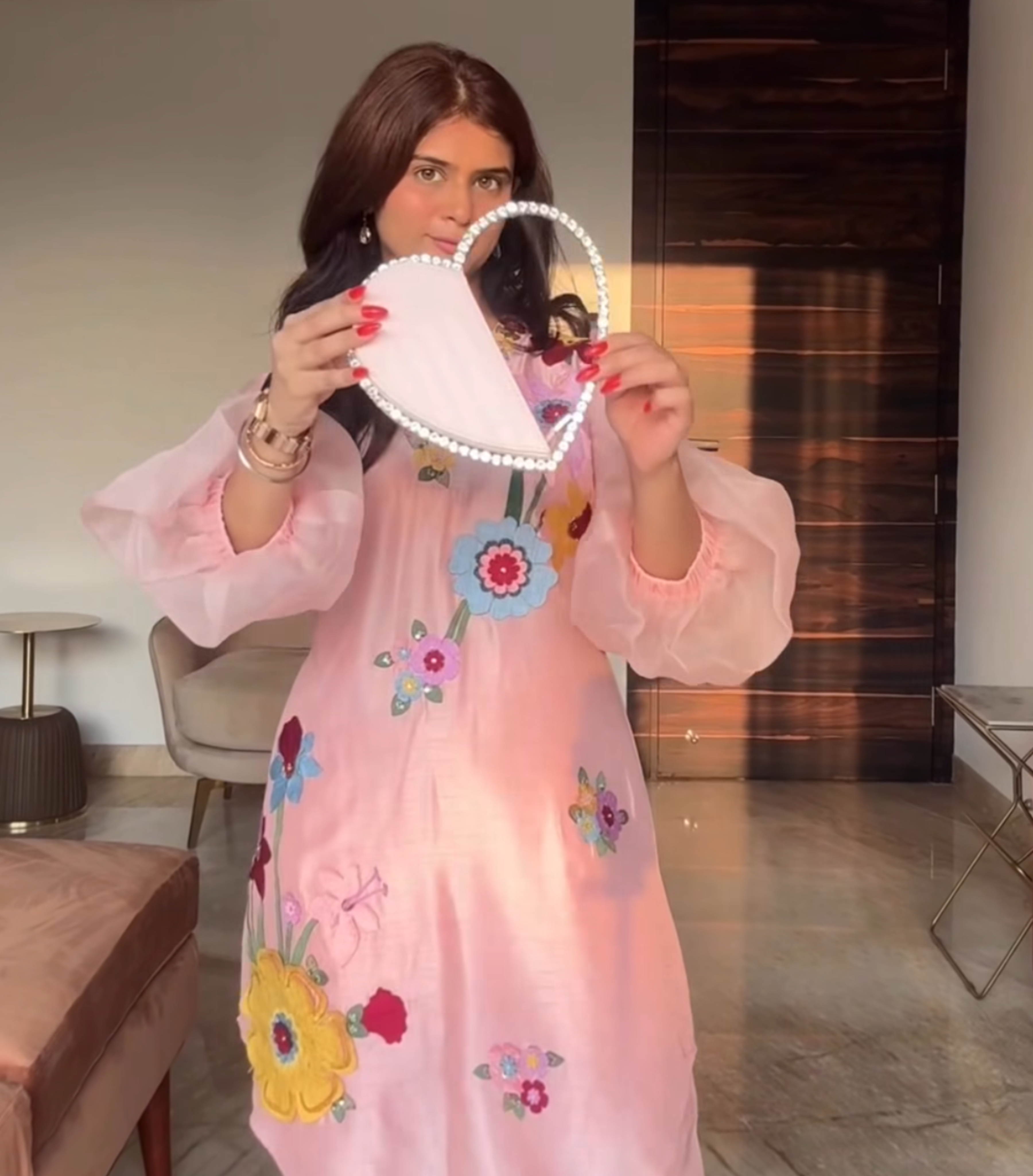 MAHIMA GAVA - BADABAGH POWDER PINK BIZARRE TUNIC SET
