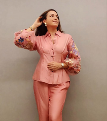SHILLPA KATARIA SINGH - BIG FLOWER SILK COORD SET