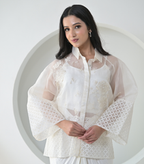 PEARL PETAL JAALI SHIRT WITH KNOT SKIRT SET