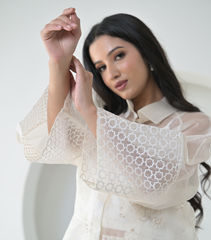 PEARL PETAL JAALI SHIRT WITH KNOT SKIRT SET