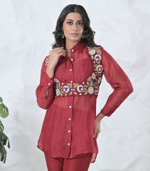 PHOOLWARI COTI WITH ORGANZA TUNIC SET