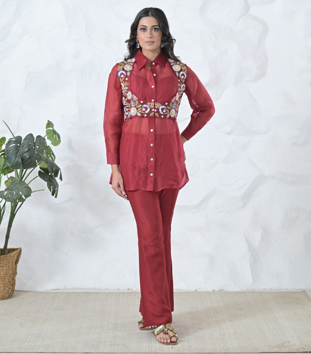 PHOOLWARI COTI WITH ORGANZA TUNIC SET