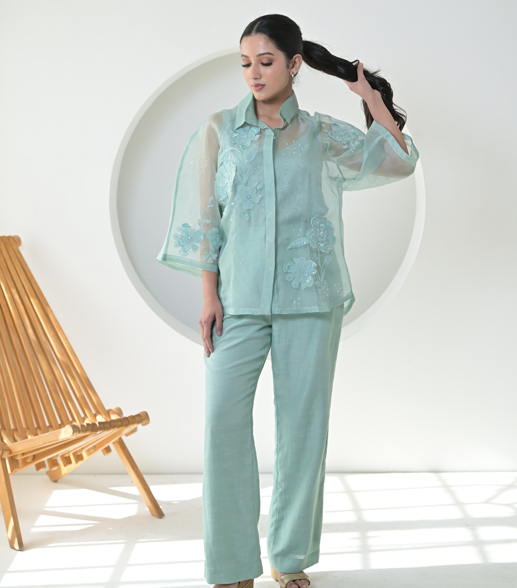 PEARL PETAL SHIRT WITH PANT SET