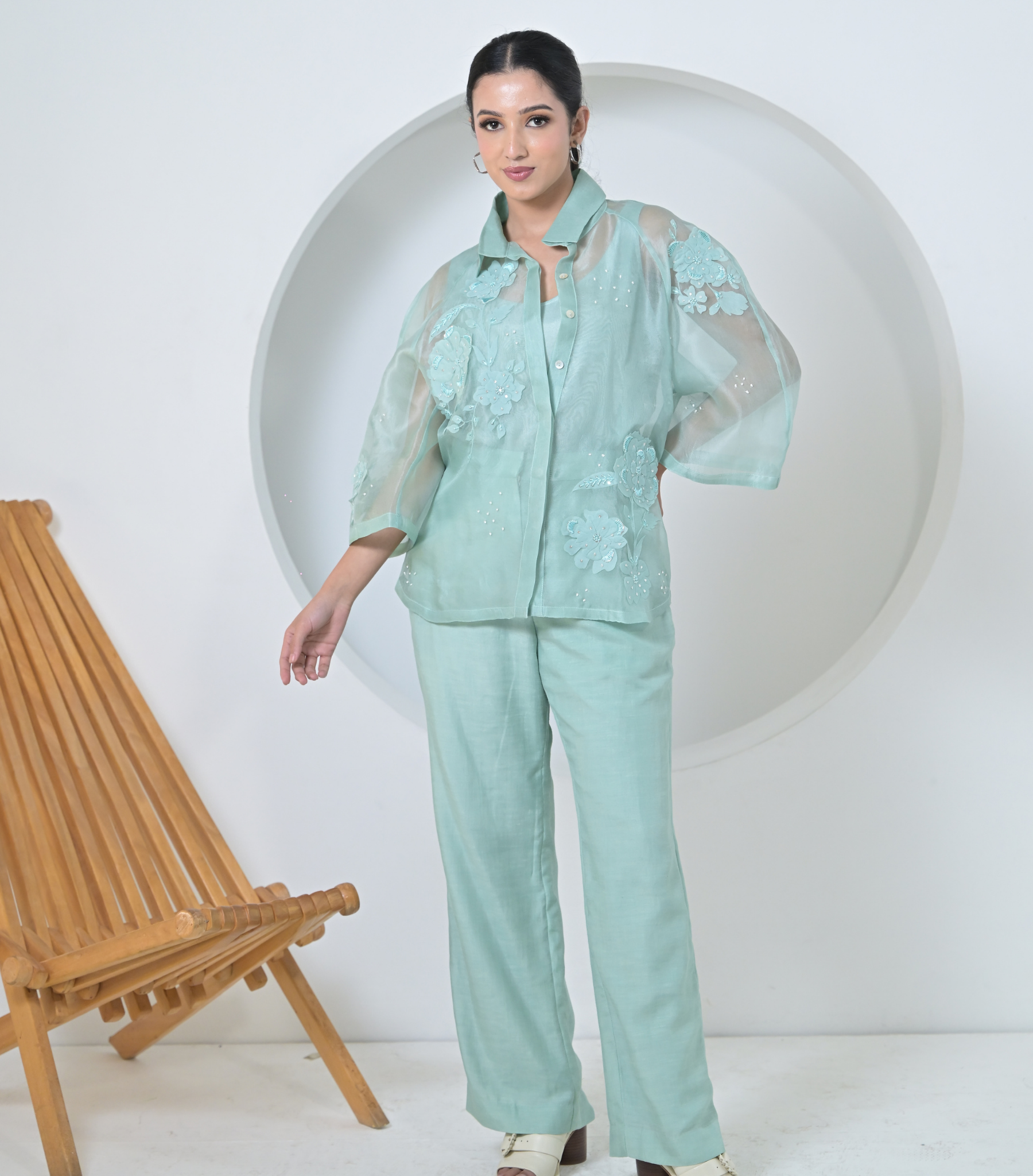 PEARL PETAL SHIRT WITH PANT SET
