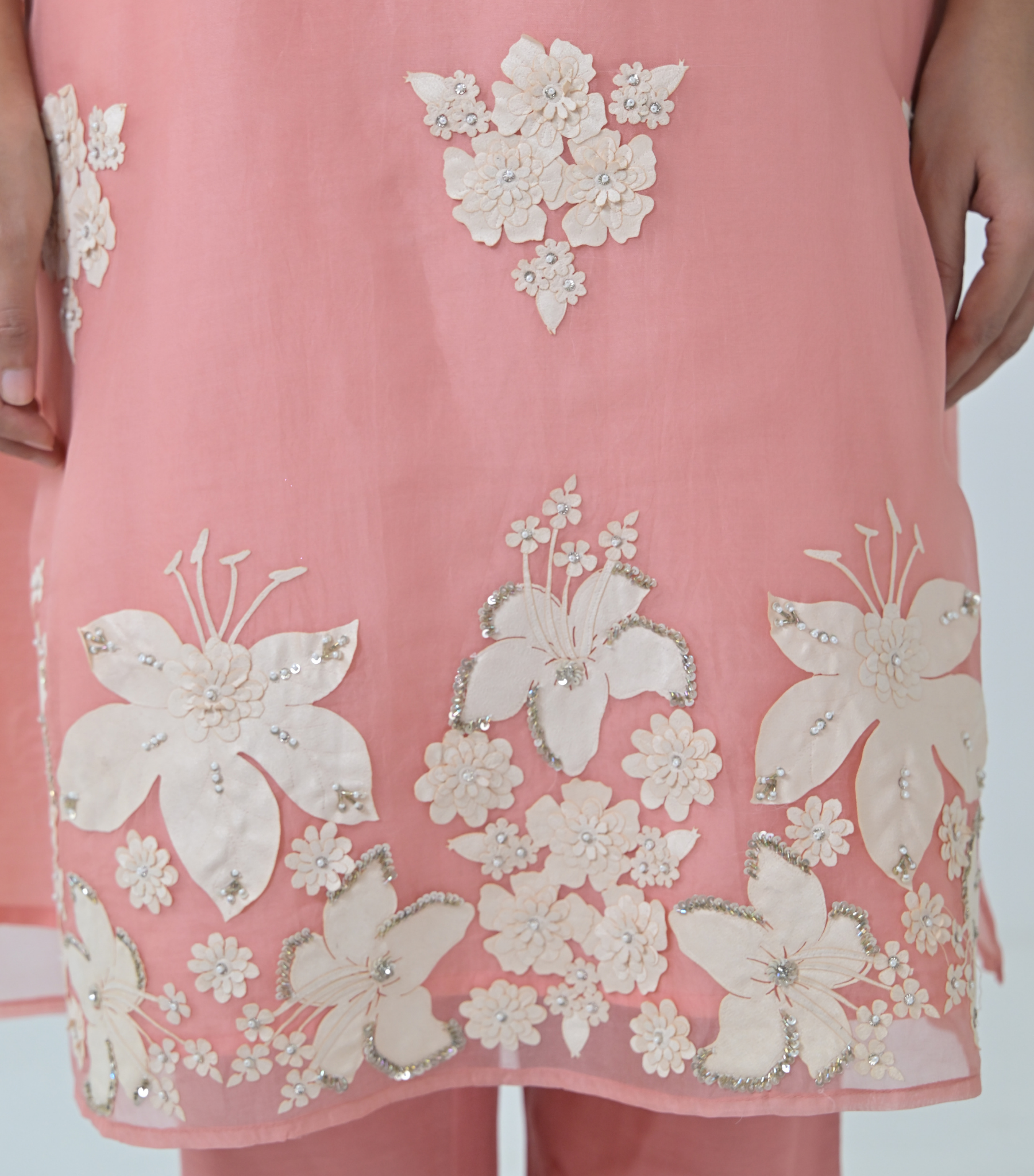 IVORY GARDEN ORGANZA LONG KURTA SET