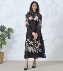 DUPION BIG FLOWER VINTAGE DRESS
