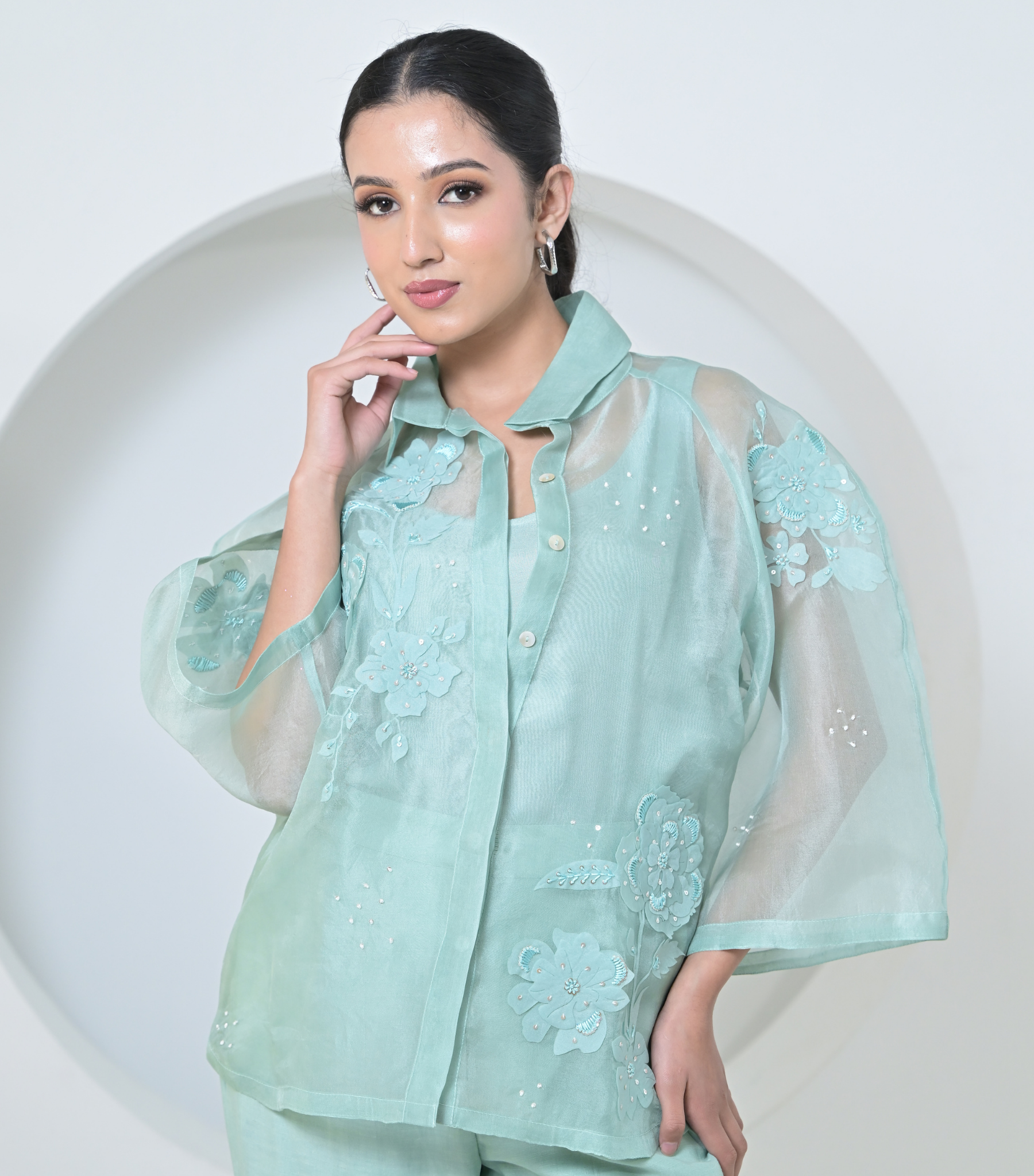 PEARL PETAL SHIRT WITH PANT SET