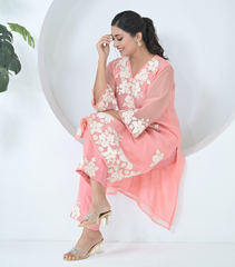 IVORY GARDEN ORGANZA LONG KURTA SET