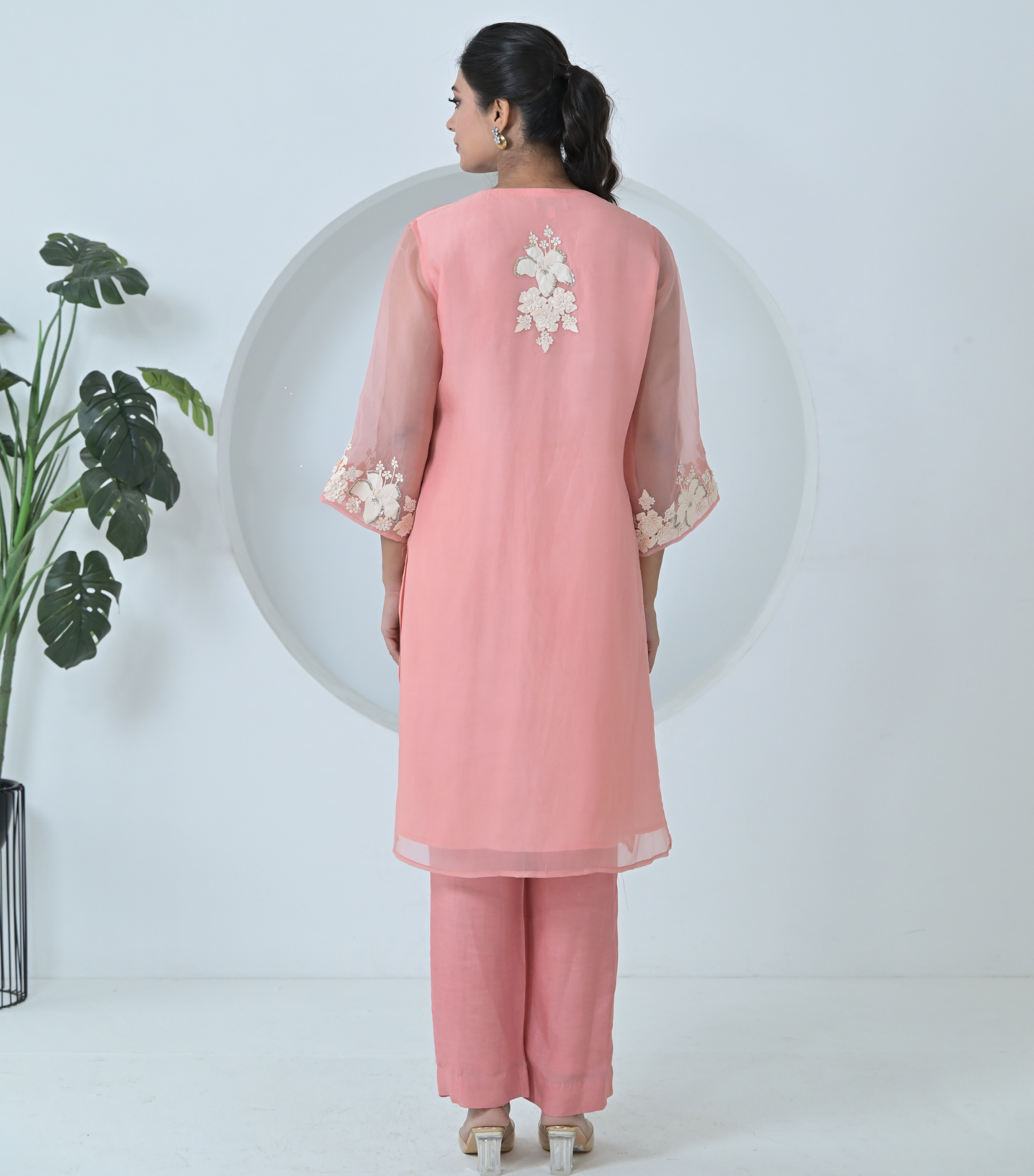 IVORY GARDEN ORGANZA LONG KURTA SET