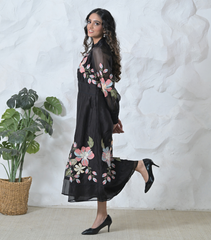 DUPION BIG FLOWER VINTAGE DRESS