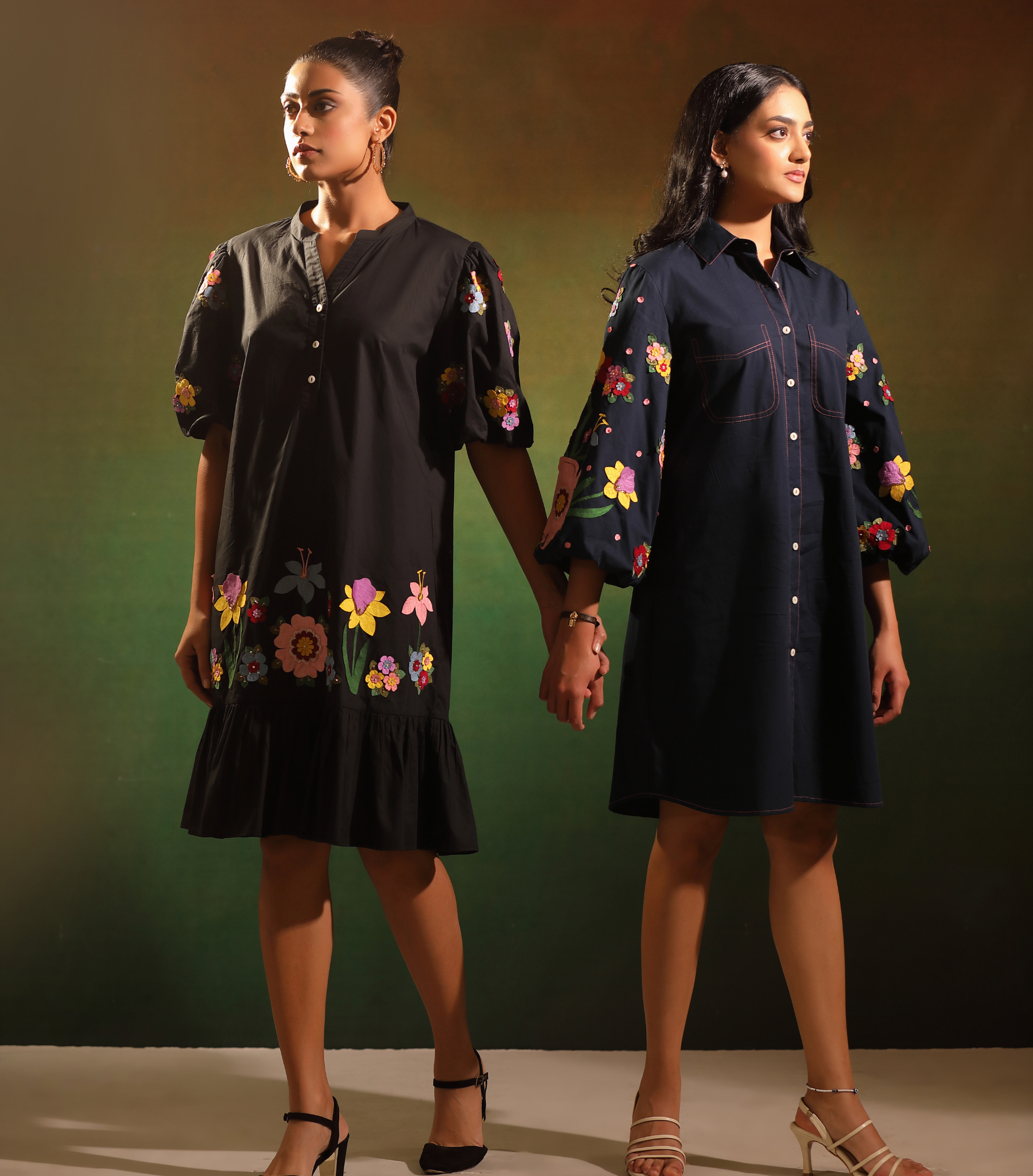BLACK BLOOM BADABAGH BOTTOM FRILL DRESS