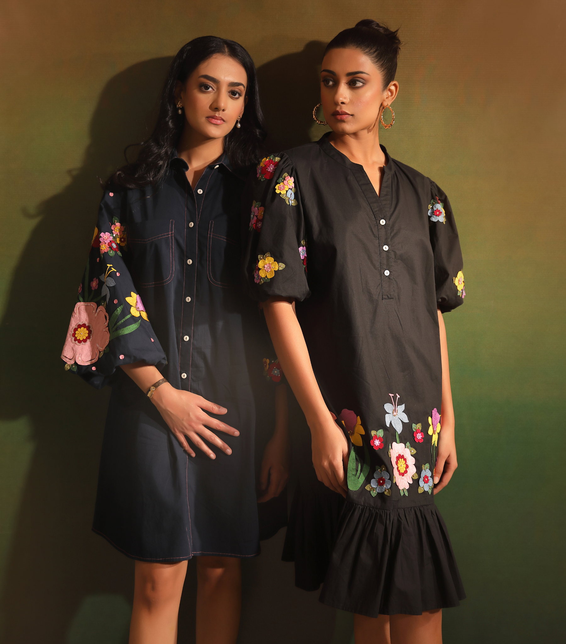 BLACK BLOOM BADABAGH BOTTOM FRILL DRESS