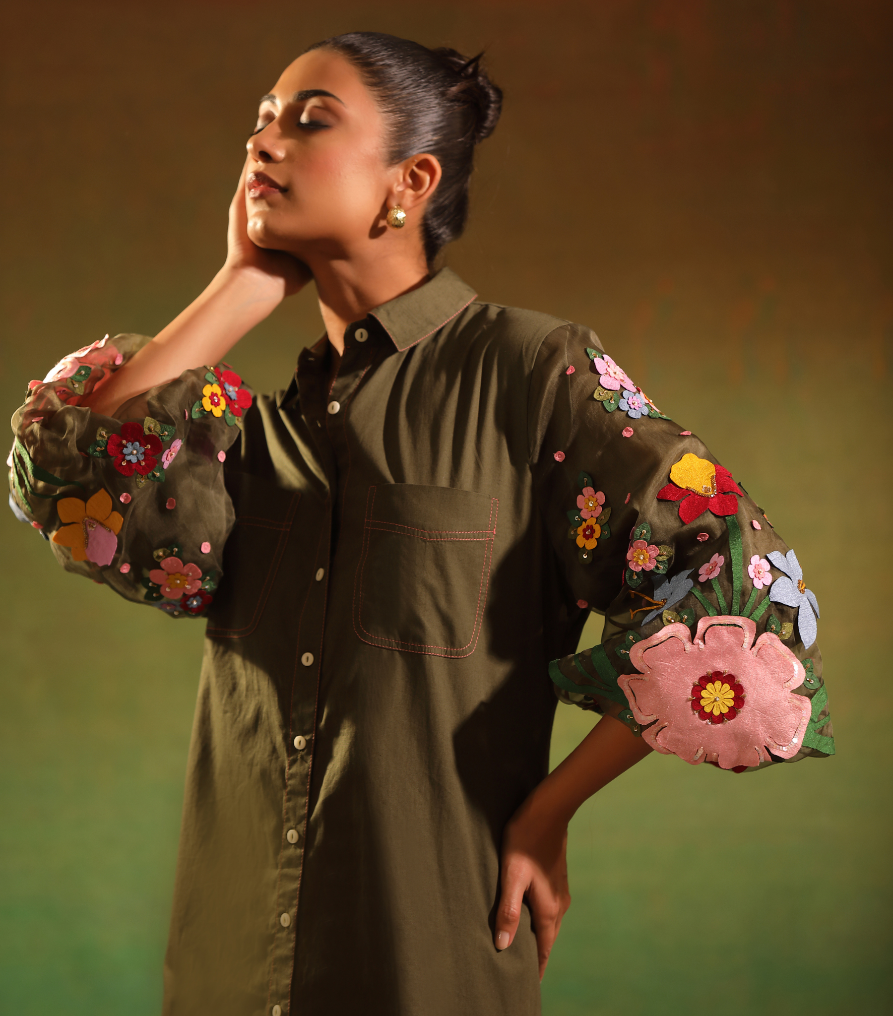 OLIVE GARDEN BLOOM BADABAGH SHIRT STYLE DRESS