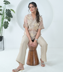 PEARL PETAL WITH JAALI BORDER TOP COORD SET