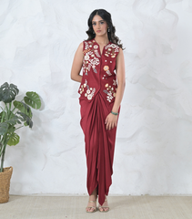 PHOOL-PATTI VEST COAT WITH PLEATED SKIRT SET