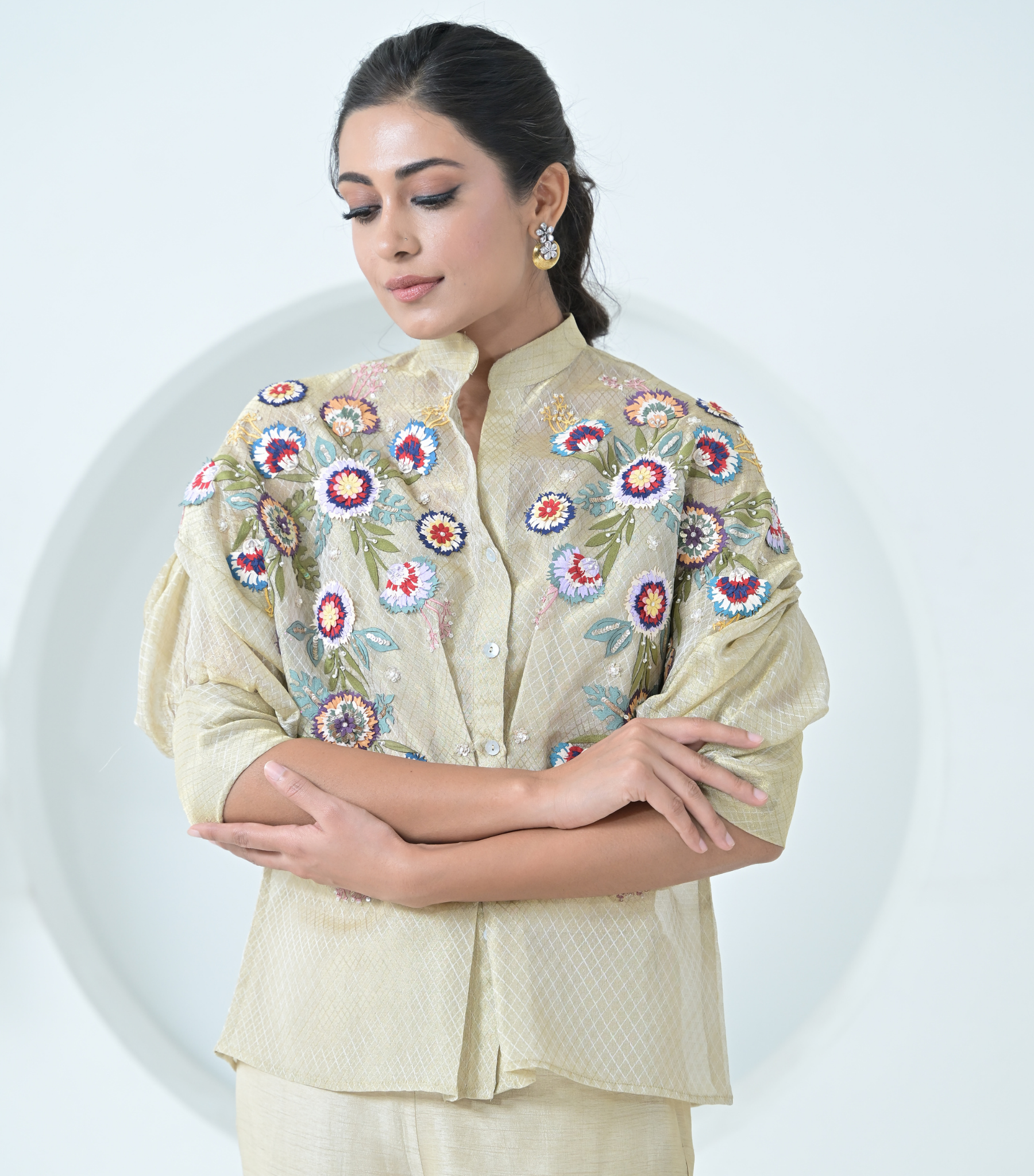 PHOOL-PAATI TEXTURED ORGANZA SHIRT COORD SET