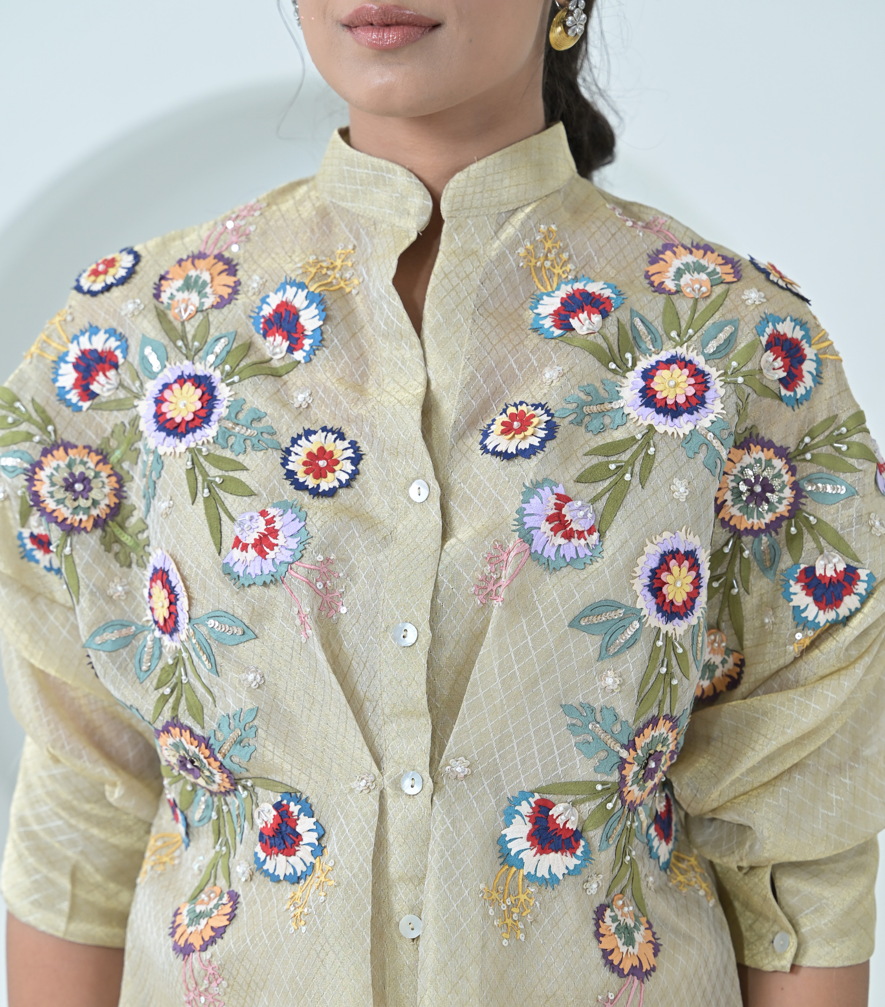 PHOOL-PAATI TEXTURED ORGANZA SHIRT COORD SET