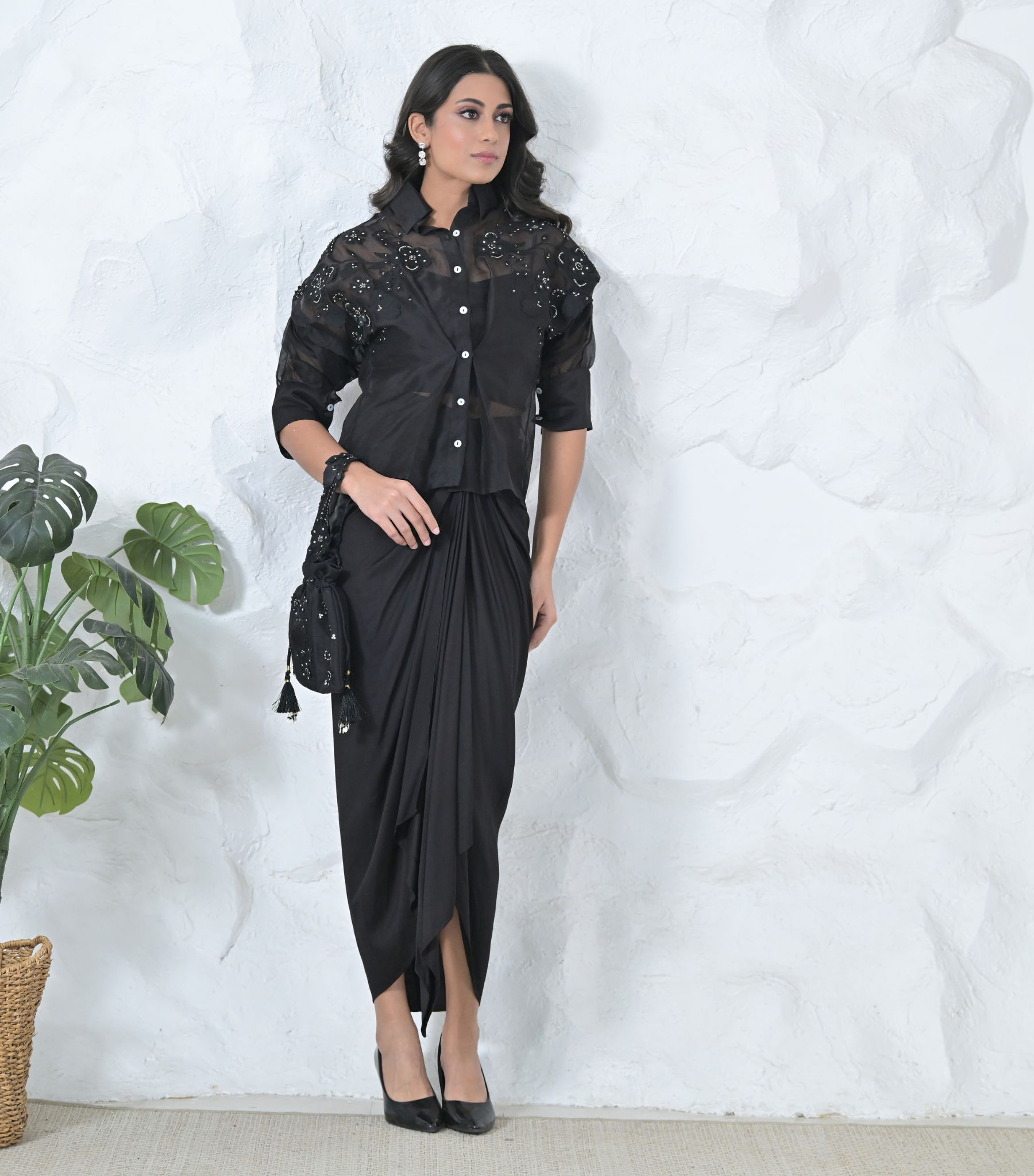 FLORIS SHIRT WITH PLEATED SKIRT SET