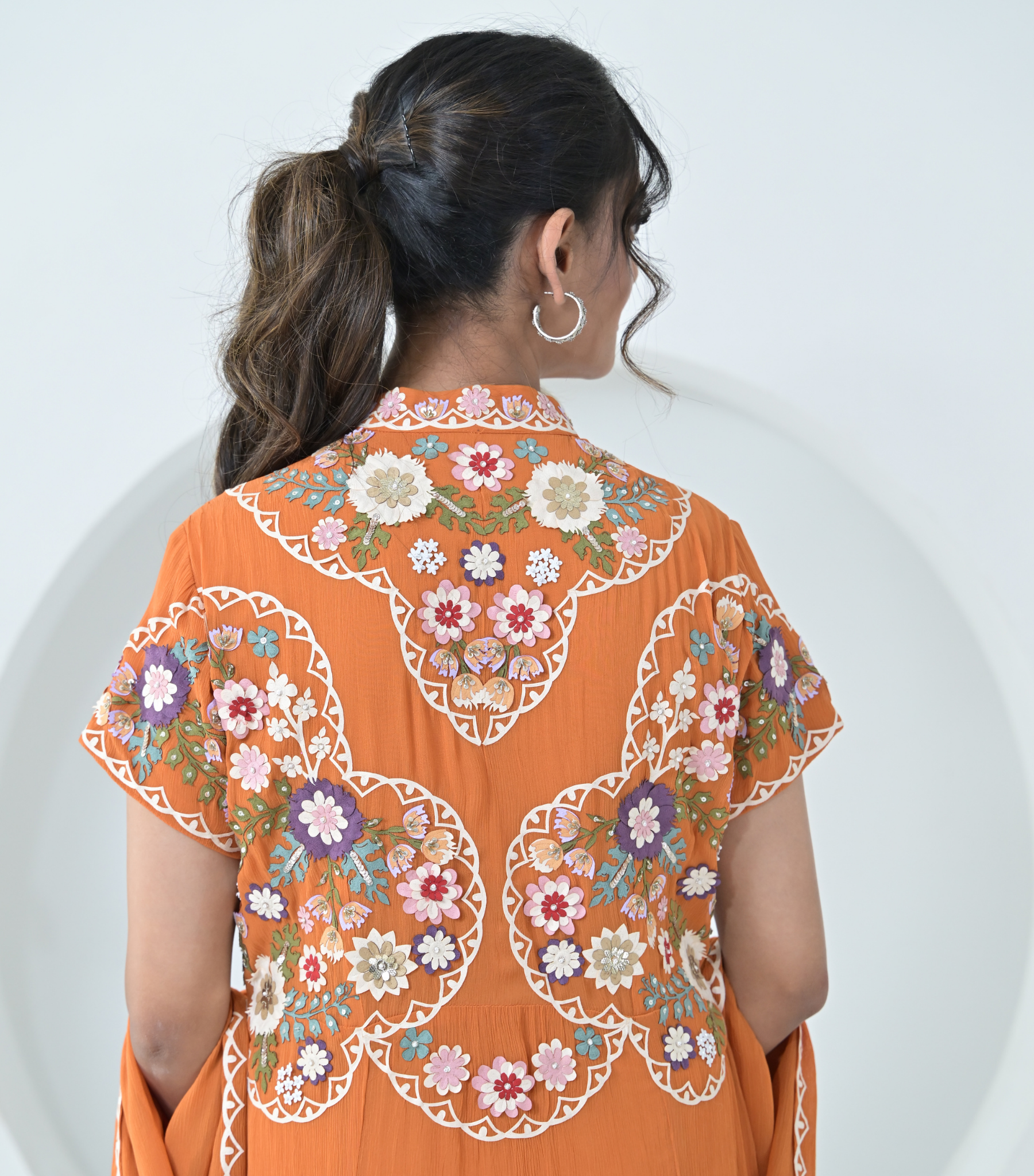 PHOOL-PATTI ANARKALI DRESS WITH DUPATTA