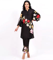 BLACK VALLEY OF FLOWER TUNIC SET