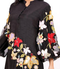 BLACK VALLEY OF FLOWER TUNIC SET