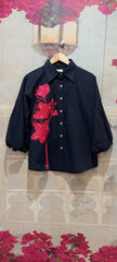 HIBISCUS FLOWER EMBROIDERY SHIRT