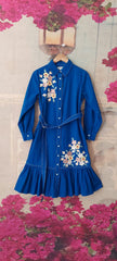 SMALL FLOWER STRAIGHT SLEEVE DRESS
