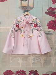 BOTANICAL SMALL FLOWER ORGANZA BOW TIE CAPE