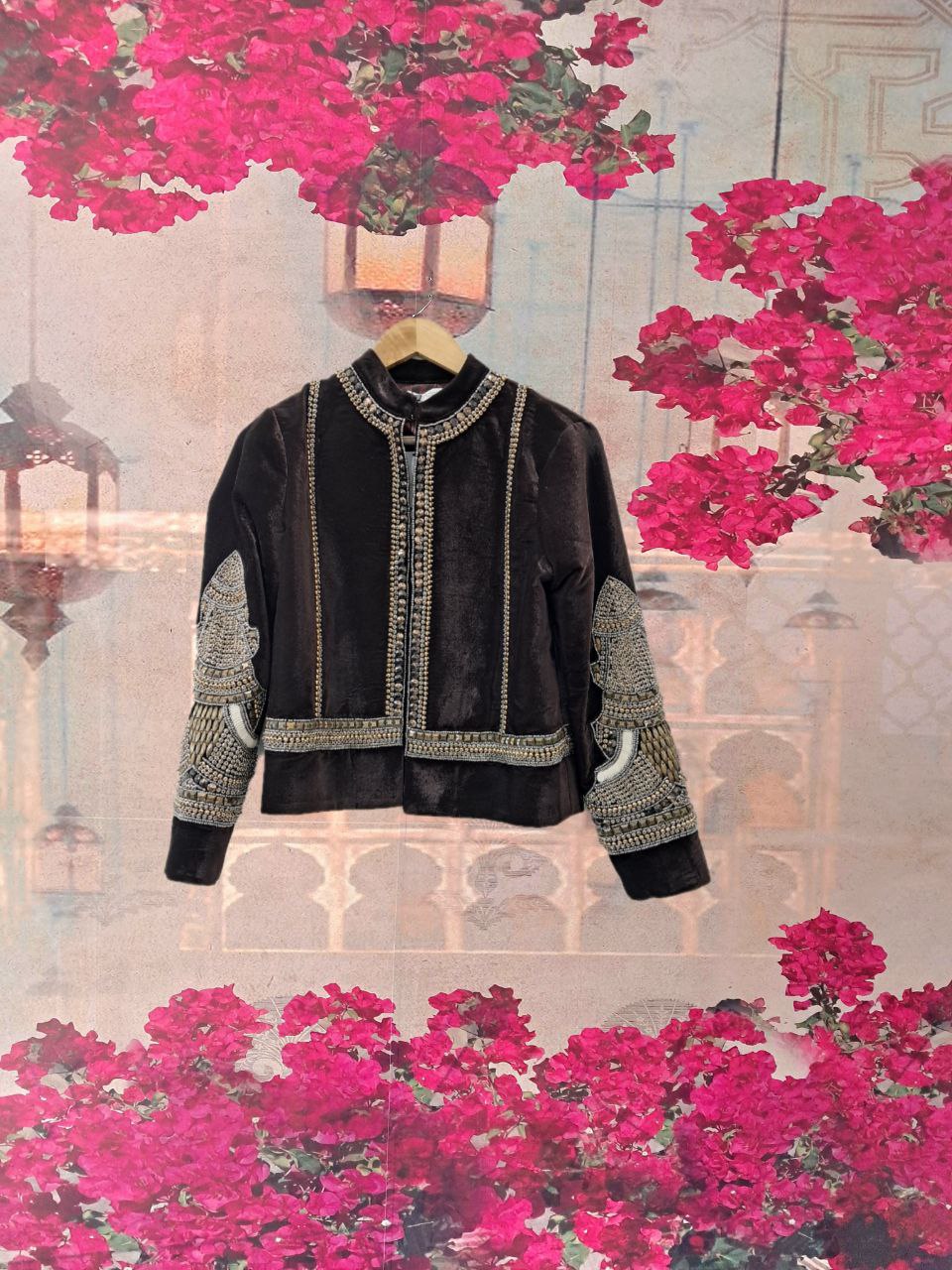 OBSIDIAN GLOW BROWN VELVET JACKET