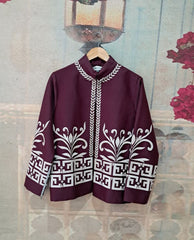 BRAZILIAN EMBROIDERY JACKET WINE CHANDERI