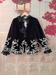 BRAZILIAN FRILL BLACK VELVET BLAZER